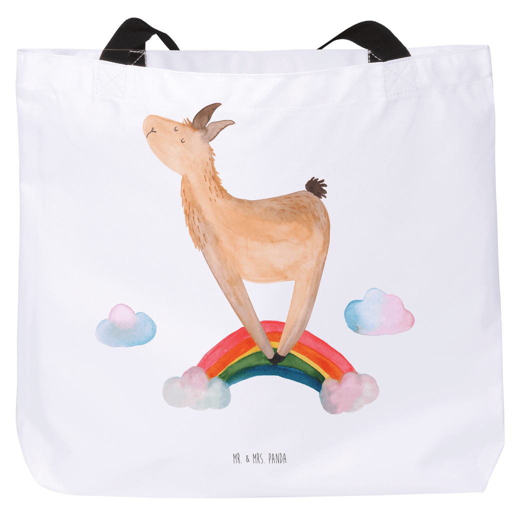 Shopper Lama Regenbogen Beutel, Einkaufstasche, Tasche, Strandtasche, Einkaufsbeutel, Shopper, Schultasche, Freizeittasche, Tragebeutel, Schulbeutel, Alltagstasche, Lama, Alpaka, Lamas, Regenbogen, Haters gonna hate, Haters, Selbstständig, Außenseiter, Schule, Abi, Hobby, Wolkenland, Freiheit