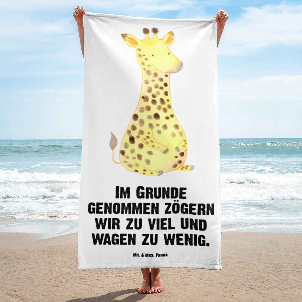 XL Badehandtuch Giraffe Zufrieden Handtuch, Badetuch, Duschtuch, Strandtuch, Saunatuch, Afrika, Wildtiere, Giraffe, Zufrieden, Glück, Abenteuer