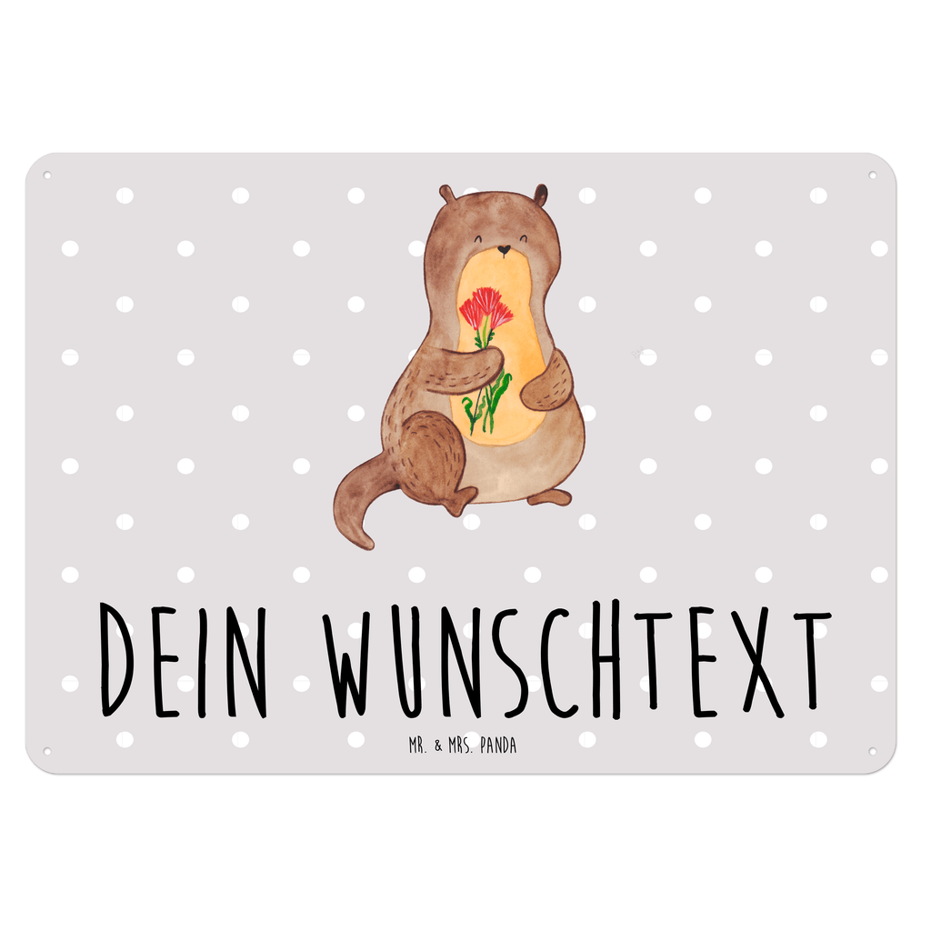 Personalisiertes Blechschild Otter Blumenstrauß Blechschild, Metallschild, Geschenk Schild, Schild, Magnet-Metall-Schild, Deko Schild, Wandschild, Wand-Dekoration, Türschild, Otter, Fischotter, Seeotter, Otter Seeotter See Otter