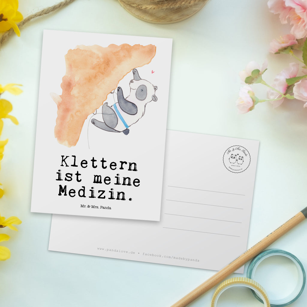 Postkarte Panda Klettern Medizin Postkarte, Karte, Geschenkkarte, Grußkarte, Einladung, Ansichtskarte, Geburtstagskarte, Einladungskarte, Dankeskarte, Ansichtskarten, Einladung Geburtstag, Einladungskarten Geburtstag, Geschenk, Sport, Sportart, Hobby, Schenken, Danke, Dankeschön, Auszeichnung, Gewinn, Sportler, Klettern, Bouldern, Kletterhalle, Klettersport