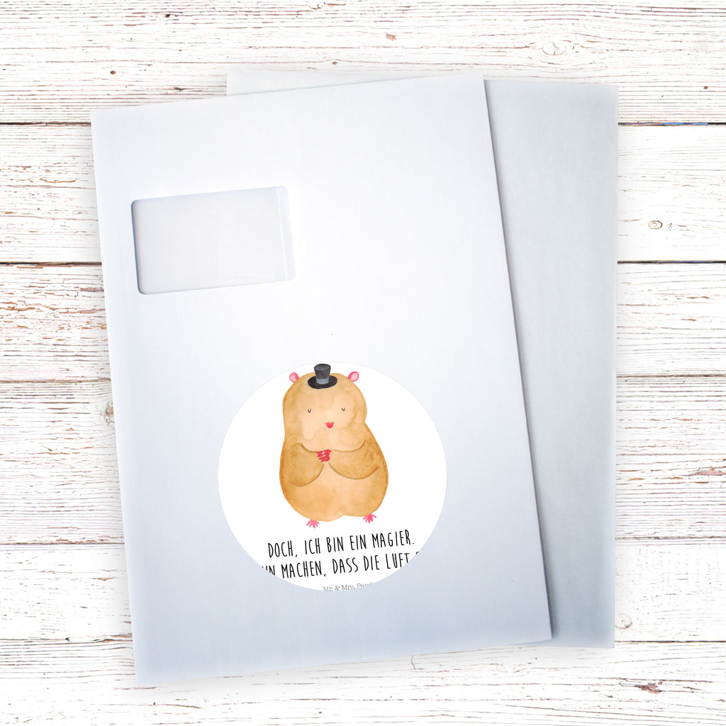 Rund Aufkleber Hamster mit Hut Sticker, Aufkleber, Etikett, Kinder, rund, Tiermotive, Gute Laune, lustige Sprüche, Tiere, Hamster, Hut, Magier, Zylinder, Zwerghamster, Zauberer