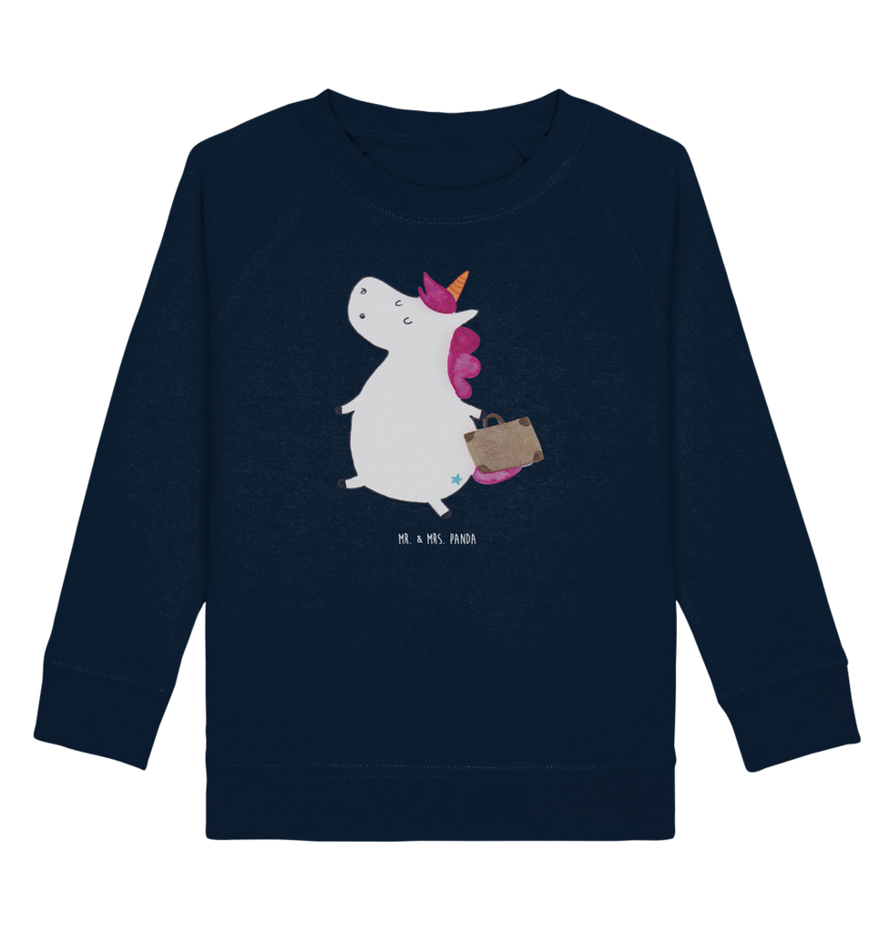 Organic Kinder Pullover Einhorn Koffer Kinder Pullover, Kinder Sweatshirt, Jungen, Mädchen, Einhorn, Einhörner, Einhorn Deko, Pegasus, Unicorn, unicorn, Koffer, Verreisen, Reise, Gepäck, Abenteuer, Erwachsen, Kind, albern, Spaß, lustig, witzig