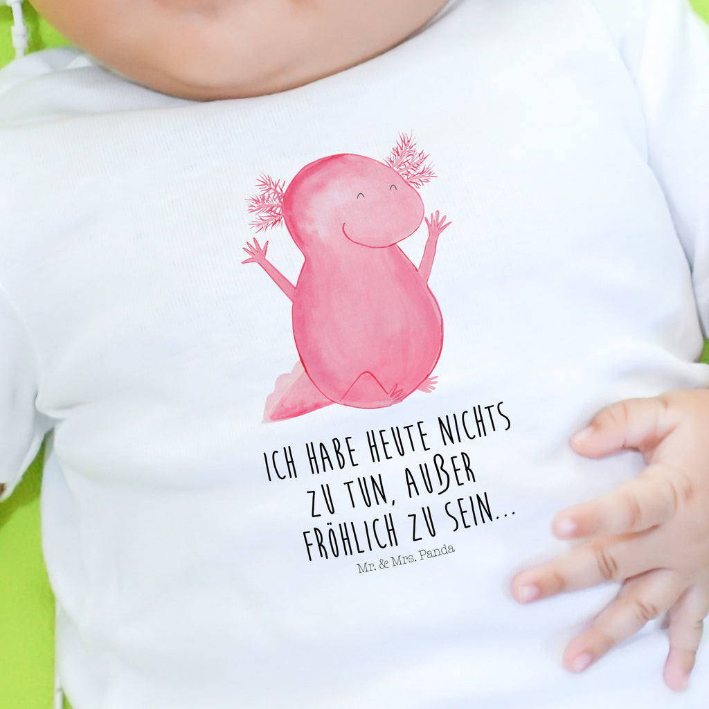 Organic Baby Shirt Axolotl Hurra Baby T-Shirt, Jungen Baby T-Shirt, Mädchen Baby T-Shirt, Shirt, Axolotl, Molch, Axolot, Schwanzlurch, Lurch, Lurche, fröhlich, Spaß, Freude, Motivation, Zufriedenheit