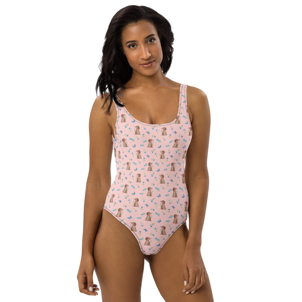 Badeanzug Hund Blume Muster Badebekleidung, Bademode, Badeanzug, Swimsuit, Rückenfreier Badeanzug, Luxus-Bademode, Hund, Hundemotiv, Haustier, Hunderasse, Tierliebhaber, Hundebesitzer, Sprüche, Hunde, Frauchen, Hundeliebe