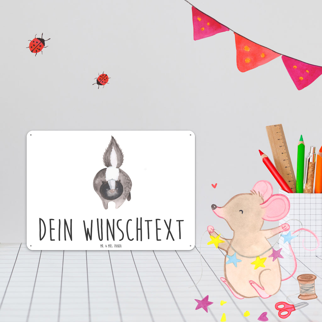 Personalisiertes Blechschild Stinktier Angriff Blechschild, Metallschild, Geschenk Schild, Schild, Magnet-Metall-Schild, Deko Schild, Wandschild, Wand-Dekoration, Türschild, Stinktier, Skunk, Wildtier, Raubtier, Stinker, Stinki, wütend, Drohung