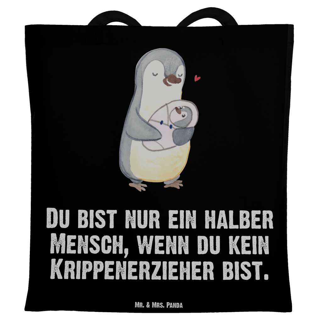 Tragetasche Krippenerzieher mit Herz Beuteltasche, Beutel, Einkaufstasche, Jutebeutel, Stoffbeutel, Tasche, Shopper, Umhängetasche, Strandtasche, Schultertasche, Stofftasche, Tragetasche, Badetasche, Jutetasche, Einkaufstüte, Laptoptasche, Beruf, Ausbildung, Jubiläum, Abschied, Rente, Kollege, Kollegin, Geschenk, Schenken, Arbeitskollege, Mitarbeiter, Firma, Danke, Dankeschön, Krippenerzieher, Kindertagesstätte, KITA, Eröffnung, Erzieher, Pädagoge