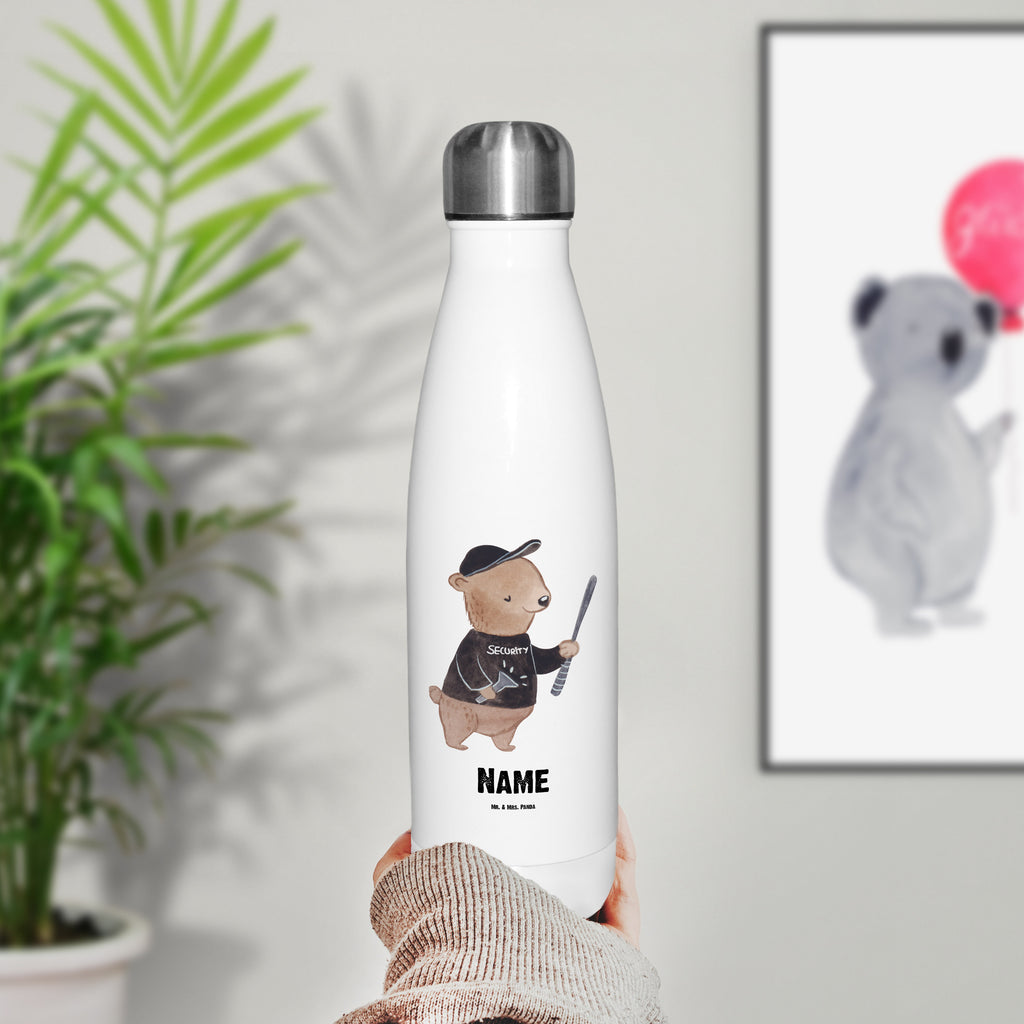 Personalisierte Thermosflasche Sicherheitsdienstmitarbeiter mit Herz Personalisierte Isolierflasche, Personalisierte Thermoflasche, Personalisierte Trinkflasche, Trinkflasche Mit Namen, Wunschname, Bedrucken, Namensflasche, Beruf, Ausbildung, Jubiläum, Abschied, Rente, Kollege, Kollegin, Geschenk, Schenken, Arbeitskollege, Mitarbeiter, Firma, Danke, Dankeschön