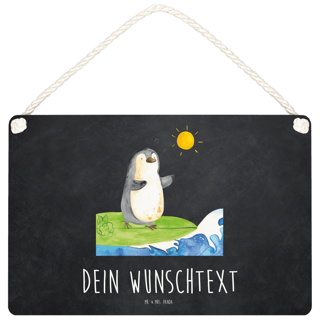 Personalisiertes Deko Schild Pinguin Surfer Dekoschild, Deko Schild, Schild, Tür Schild, Türschild, Holzschild, Wandschild, Wanddeko, Pinguin, Pinguine, surfen, Surfer, Hawaii, Urlaub, Wellen, Wellen reiten, Portugal