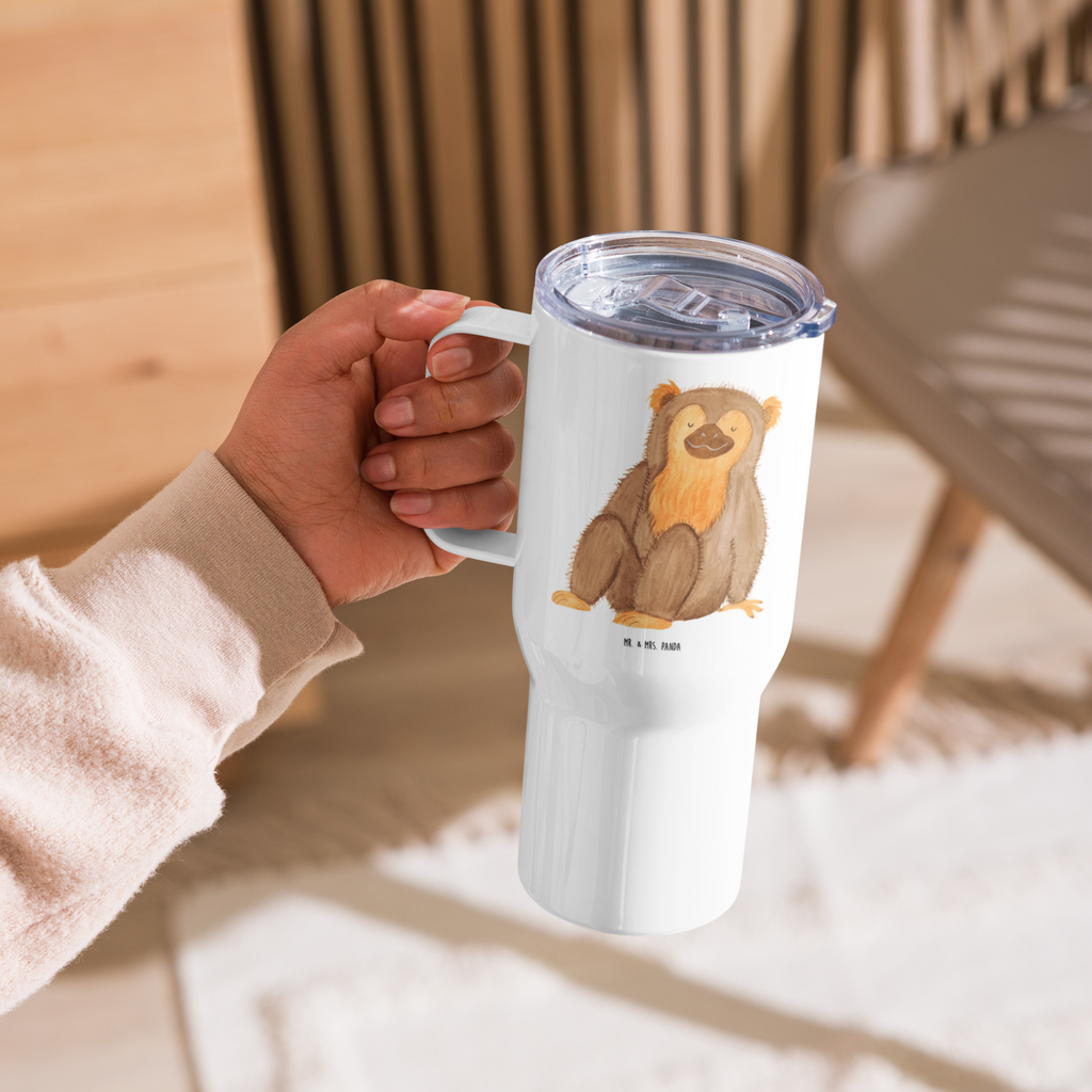 XXL Thermobecher Affe Thermobecher, XL Thermobecher, Reisebecher, XL Reisetasse, Großer Thermobecher, Autobecher, Jumbo Becher, Afrika, Wildtiere, Affe, Äffchen, Affen, Selbstliebe, Respekt, Motivation, Selbstachtung, Liebe, Selbstbewusstsein, Selfcare