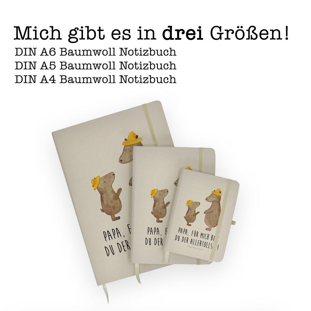 Baumwoll Notizbuch Bären mit Hut Notizen, Eintragebuch, Tagebuch, Notizblock, Adressbuch, Journal, Kladde, Skizzenbuch, Notizheft, Schreibbuch, Schreibheft, Familie, Vatertag, Muttertag, Bruder, Schwester, Mama, Papa, Oma, Opa, Bär, Bären, Vater, Papi, Paps, Dad, Daddy, Lieblingsmensch, Sohn, Söhne, Kind, Kinder, Vater-Sohn, Family, Vorbild