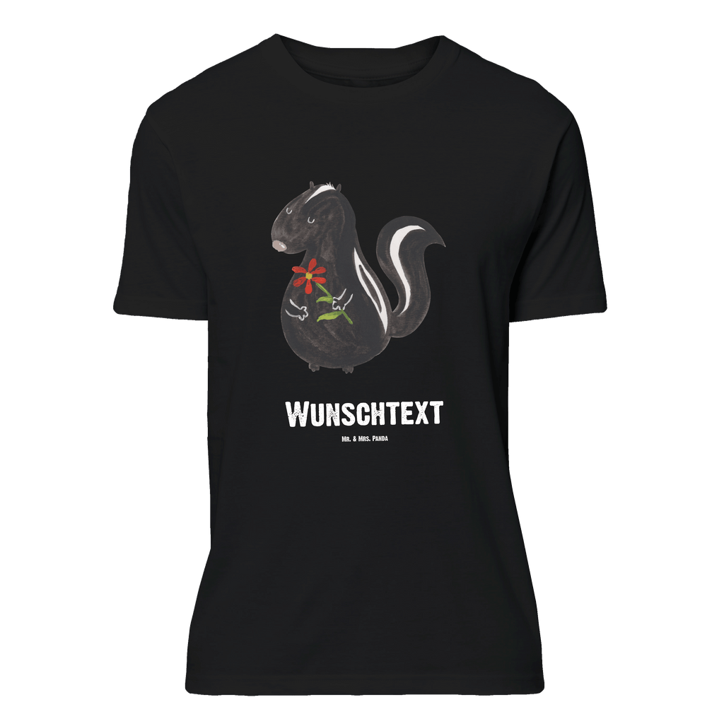 Personalisiertes T-Shirt Stinktier Blume T-Shirt Personalisiert, T-Shirt mit Namen, T-Shirt mit Aufruck, Männer, Frauen, Wunschtext, Bedrucken, Stinktier, Skunk, Wildtier, Raubtier, Stinker, Stinki, Tagträumer, verträumt, Dreams, Träume