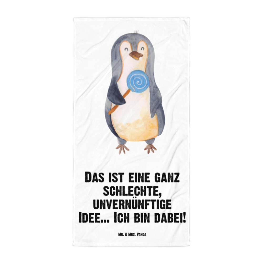 XL Badehandtuch Pinguin Lolli Handtuch, Badetuch, Duschtuch, Strandtuch, Saunatuch, Pinguin, Pinguine, Lolli, Süßigkeiten, Blödsinn, Spruch, Rebell, Gauner, Ganove, Rabauke