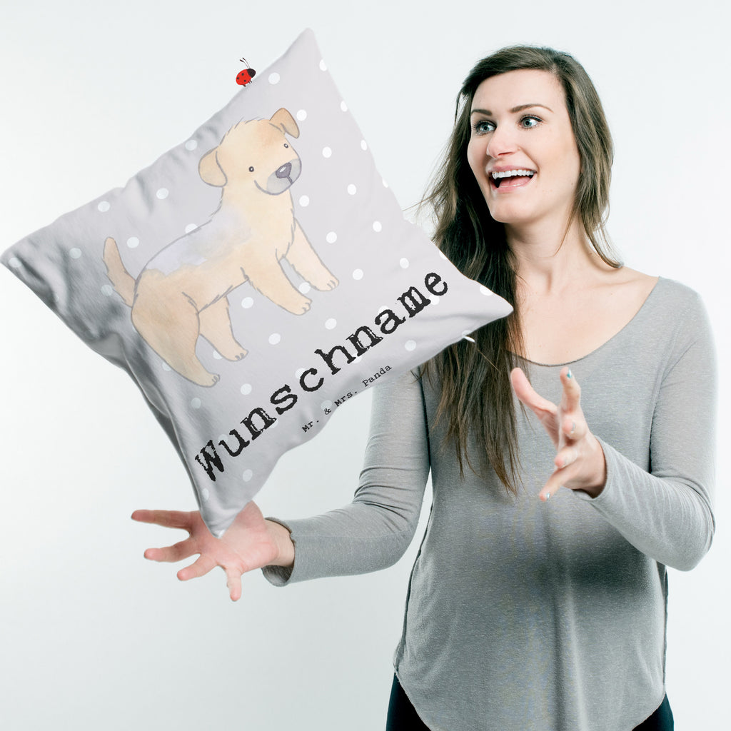 Personalisiertes Kissen Border Terrier Lebensretter Kissen, personalisiert, Name, Wunschname, bedrucken, Kopfkissen, Hund, Hunderasse, Rassehund, Hundebesitzer, Geschenk, Tierfreund, Schenken, Welpe, Border Terrier