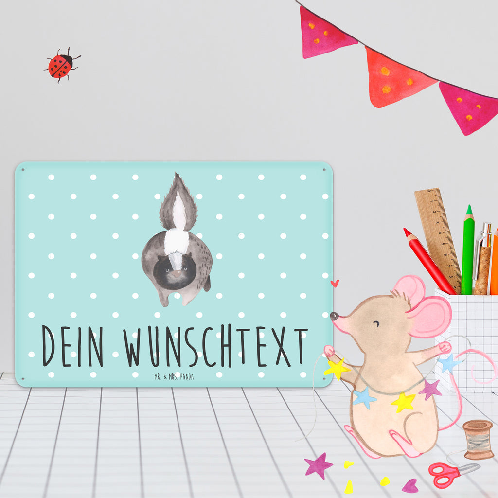 Personalisiertes Blechschild Stinktier Angriff Blechschild, Metallschild, Geschenk Schild, Schild, Magnet-Metall-Schild, Deko Schild, Wandschild, Wand-Dekoration, Türschild, Stinktier, Skunk, Wildtier, Raubtier, Stinker, Stinki, wütend, Drohung