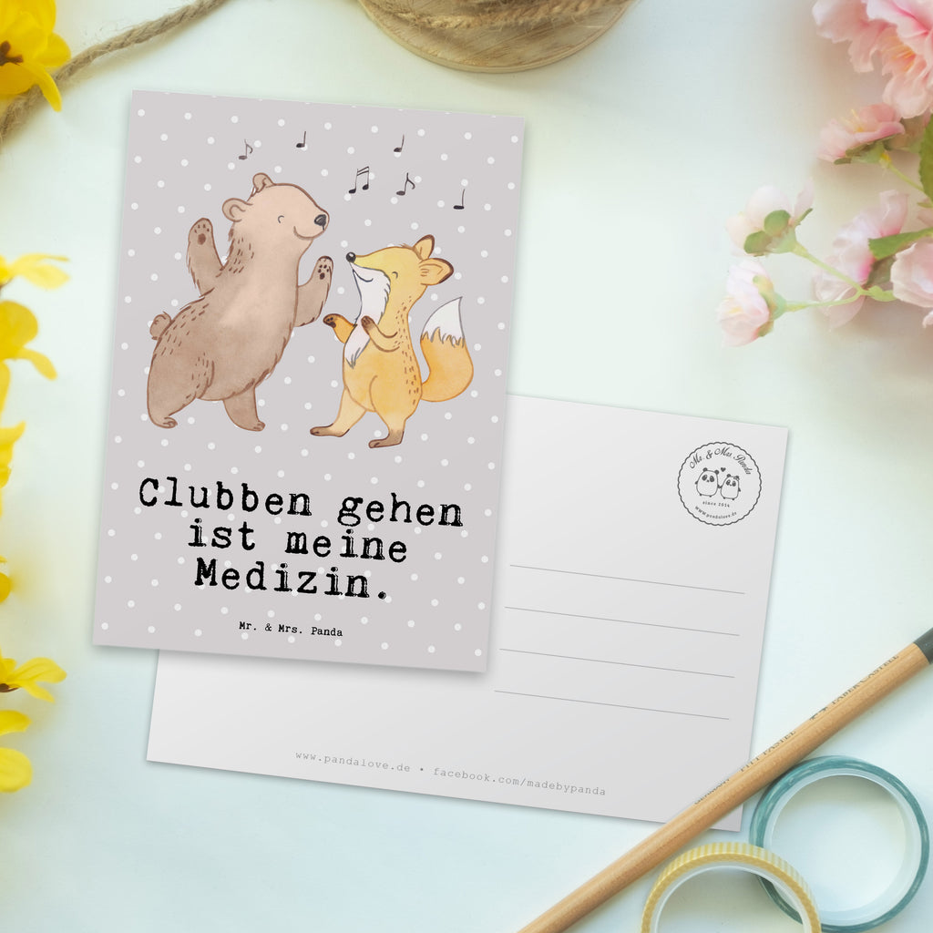 Postkarte Bär & Fuchs Disco Medizin Postkarte, Karte, Geschenkkarte, Grußkarte, Einladung, Ansichtskarte, Geburtstagskarte, Einladungskarte, Dankeskarte, Ansichtskarten, Einladung Geburtstag, Einladungskarten Geburtstag, Geschenk, Sport, Sportart, Hobby, Schenken, Danke, Dankeschön, Auszeichnung, Gewinn, Sportler, Disco, Clubs, Tanzen, Feiern, Clubbing