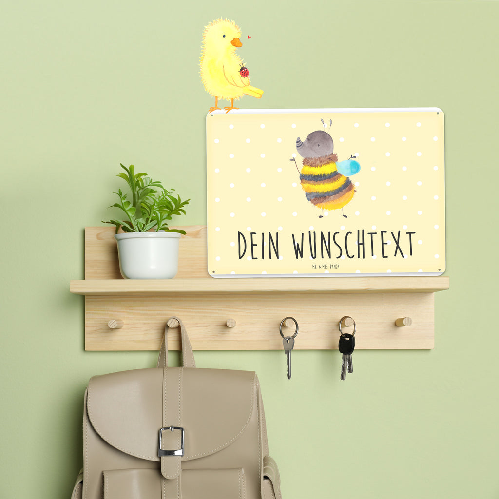 Personalisiertes Blechschild Hummel flauschig Blechschild, Metallschild, Geschenk Schild, Schild, Magnet-Metall-Schild, Deko Schild, Wandschild, Wand-Dekoration, Türschild, Tiermotive, Gute Laune, lustige Sprüche, Tiere, Hummel, Flauschig, Biene, Blume, Natur