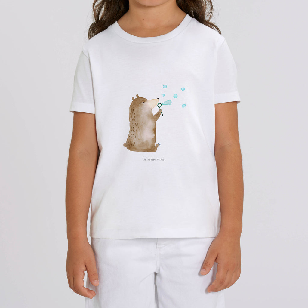 Organic Kinder T-Shirt Bär Seifenblasen Kinder T-Shirt, Kinder T-Shirt Mädchen, Kinder T-Shirt Jungen, Bär, Teddy, Teddybär, Seifenblasen Bär Lustig Sein Glücklich Traurig Happy