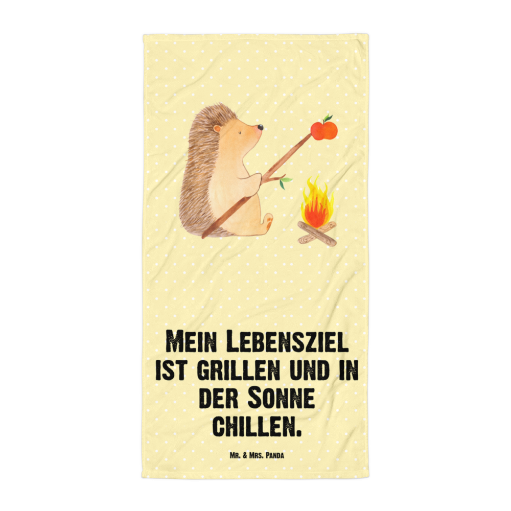 XL Badehandtuch Igel grillt Handtuch, Badetuch, Duschtuch, Strandtuch, Saunatuch, Tiermotive, Gute Laune, lustige Sprüche, Tiere, Igel, Grillen, Ziele, Motivation, arbeitslos, Sinn des Lebens, Spruch