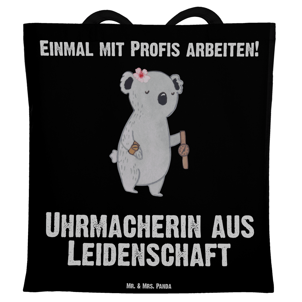 Tragetasche Uhrmacherin aus Leidenschaft Beuteltasche, Beutel, Einkaufstasche, Jutebeutel, Stoffbeutel, Tasche, Shopper, Umhängetasche, Strandtasche, Schultertasche, Stofftasche, Tragetasche, Badetasche, Jutetasche, Einkaufstüte, Laptoptasche, Beruf, Ausbildung, Jubiläum, Abschied, Rente, Kollege, Kollegin, Geschenk, Schenken, Arbeitskollege, Mitarbeiter, Firma, Danke, Dankeschön