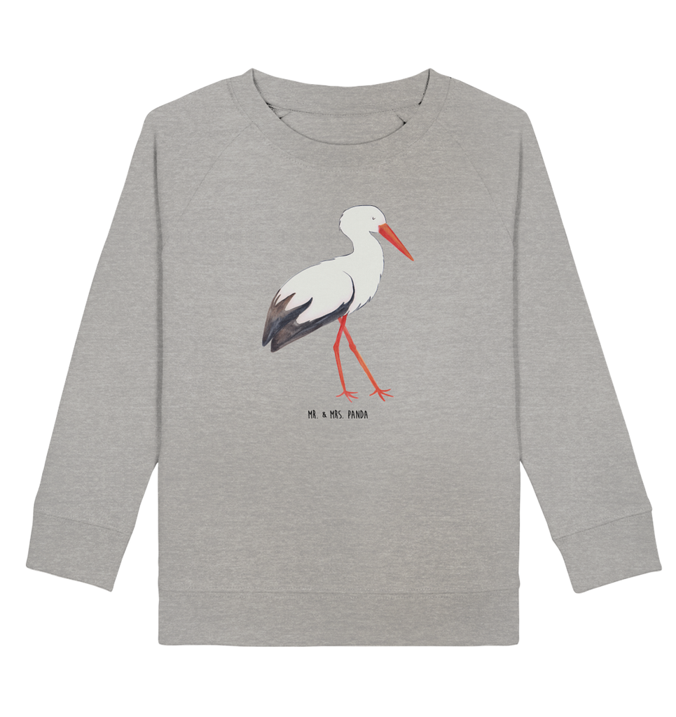 Organic Kinder Pullover Storch Kinder Pullover, Kinder Sweatshirt, Jungen, Mädchen, Tiermotive, Gute Laune, lustige Sprüche, Tiere, Storch, Störche, Schwangerschaft, Geburt, Mutter, Mütter, Mutter werden, Schwanger, Babybauch, Baby