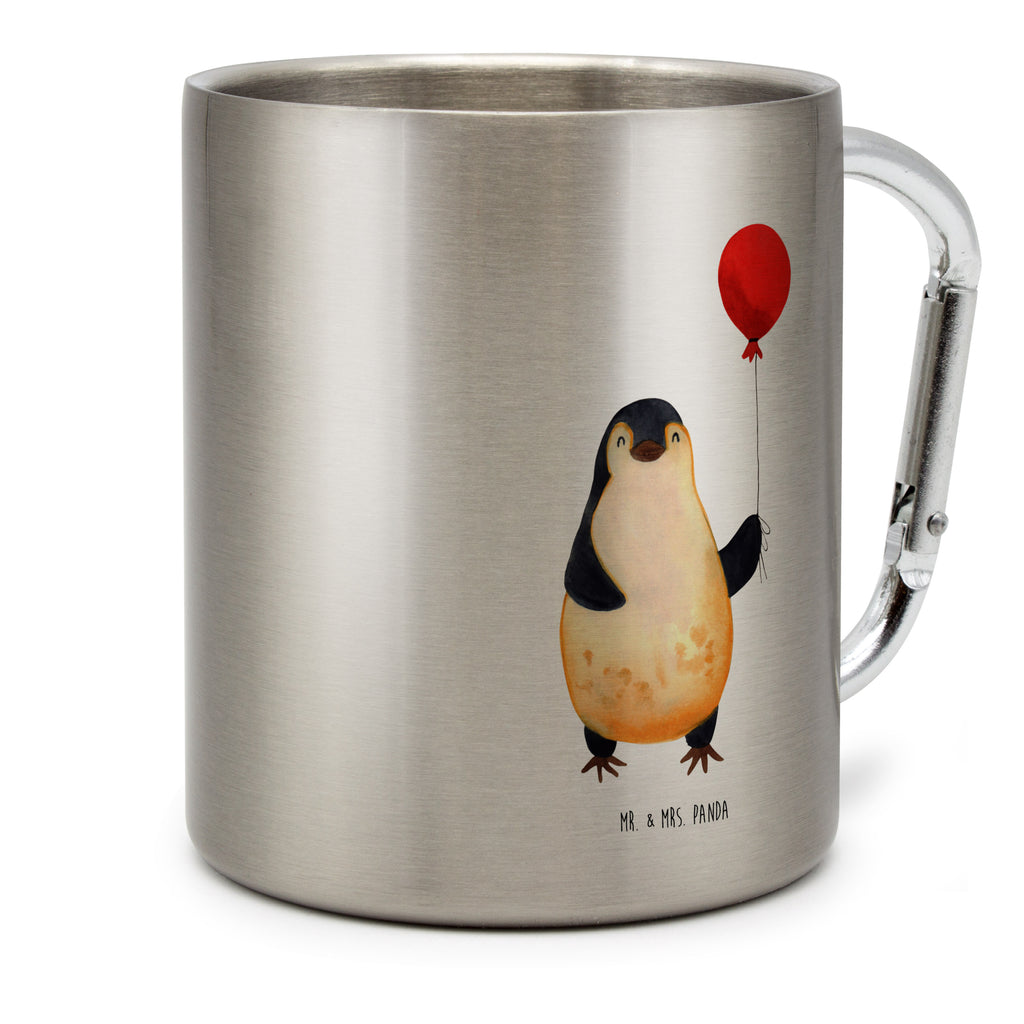 Edelstahlbecher Pinguin Luftballon Edelstahltasse, Karabiner, Edelstahlbecher, Outdoor, Camping, Tasse, Becher, Pinguin, Pinguine, Luftballon, Tagträume, Lebenslust, Geschenk Freundin, Geschenkidee, beste Freundin, Motivation, Neustart, neues Leben, Liebe, Glück