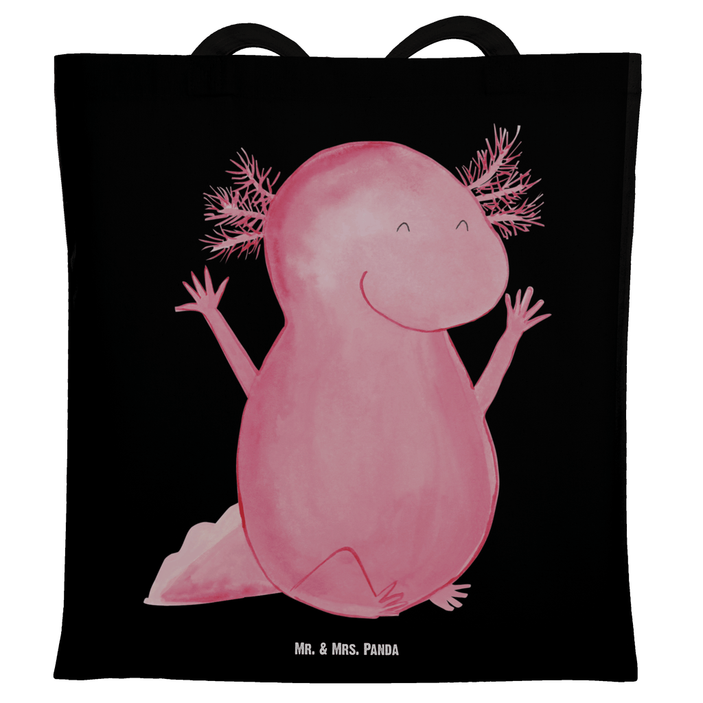 Tragetasche Axolotl Hurra Beuteltasche, Beutel, Einkaufstasche, Jutebeutel, Stoffbeutel, Tasche, Shopper, Umhängetasche, Strandtasche, Schultertasche, Stofftasche, Tragetasche, Badetasche, Jutetasche, Einkaufstüte, Laptoptasche, Axolotl, Molch, Axolot, Schwanzlurch, Lurch, Lurche, fröhlich, Spaß, Freude, Motivation, Zufriedenheit