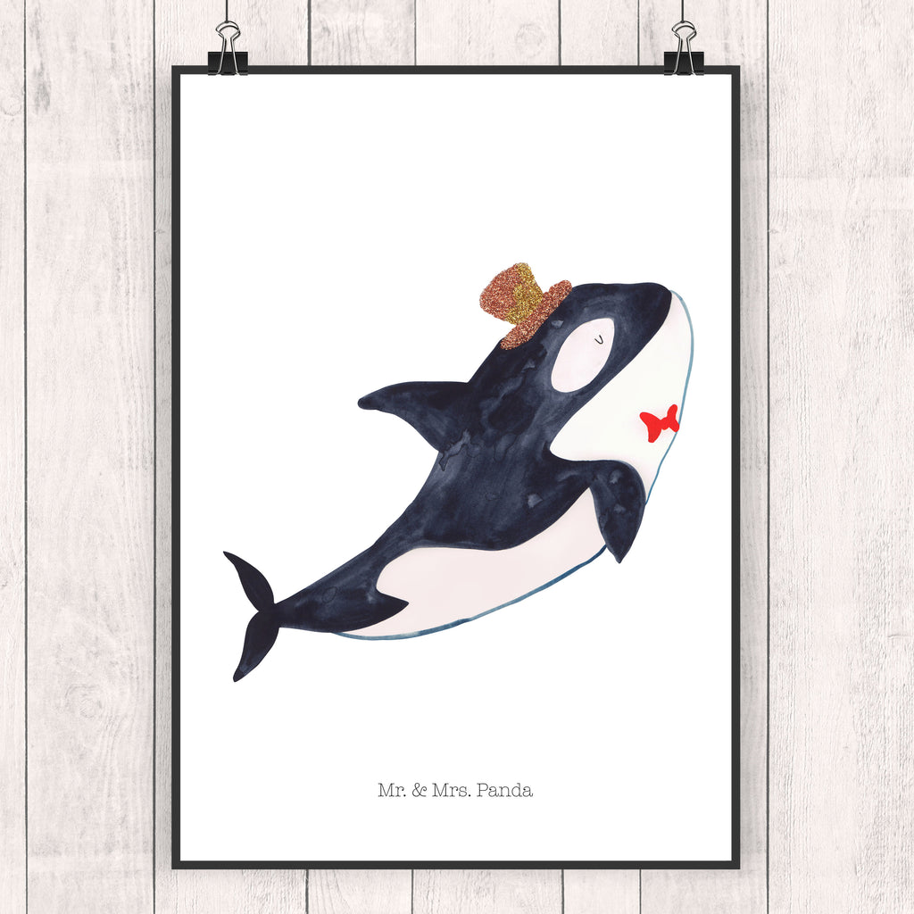 Poster Orca Zylinder Poster, Wandposter, Bild, Wanddeko, Küchenposter, Kinderposter, Wanddeko Bild, Raumdekoration, Wanddekoration, Handgemaltes Poster, Mr. & Mrs. Panda Poster, Designposter, Kunstdruck, Posterdruck, Meerestiere, Meer, Urlaub, Narwal, Glitter, Konfetti, Glitzer, Geburtstag, Feier, Fete, Fest, Glückwunsch, Orca