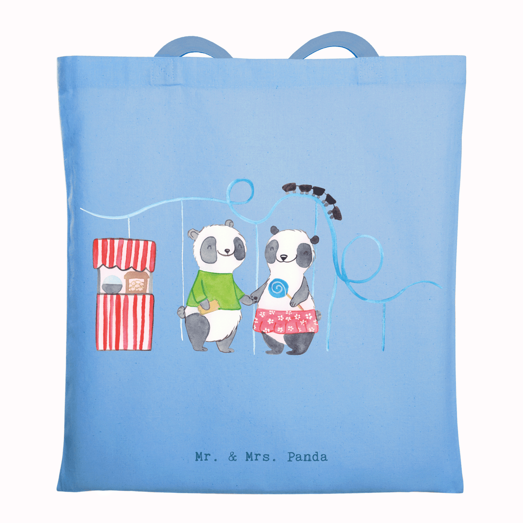 Tragetasche Pandas Freizeitpark besuchen Beuteltasche, Beutel, Einkaufstasche, Jutebeutel, Stoffbeutel, Tasche, Shopper, Umhängetasche, Strandtasche, Schultertasche, Stofftasche, Tragetasche, Badetasche, Jutetasche, Einkaufstüte, Laptoptasche, Geschenk, Sport, Sportart, Hobby, Schenken, Danke, Dankeschön, Auszeichnung, Gewinn, Sportler, Freizeitpark besuchen, Achterbahn fahren