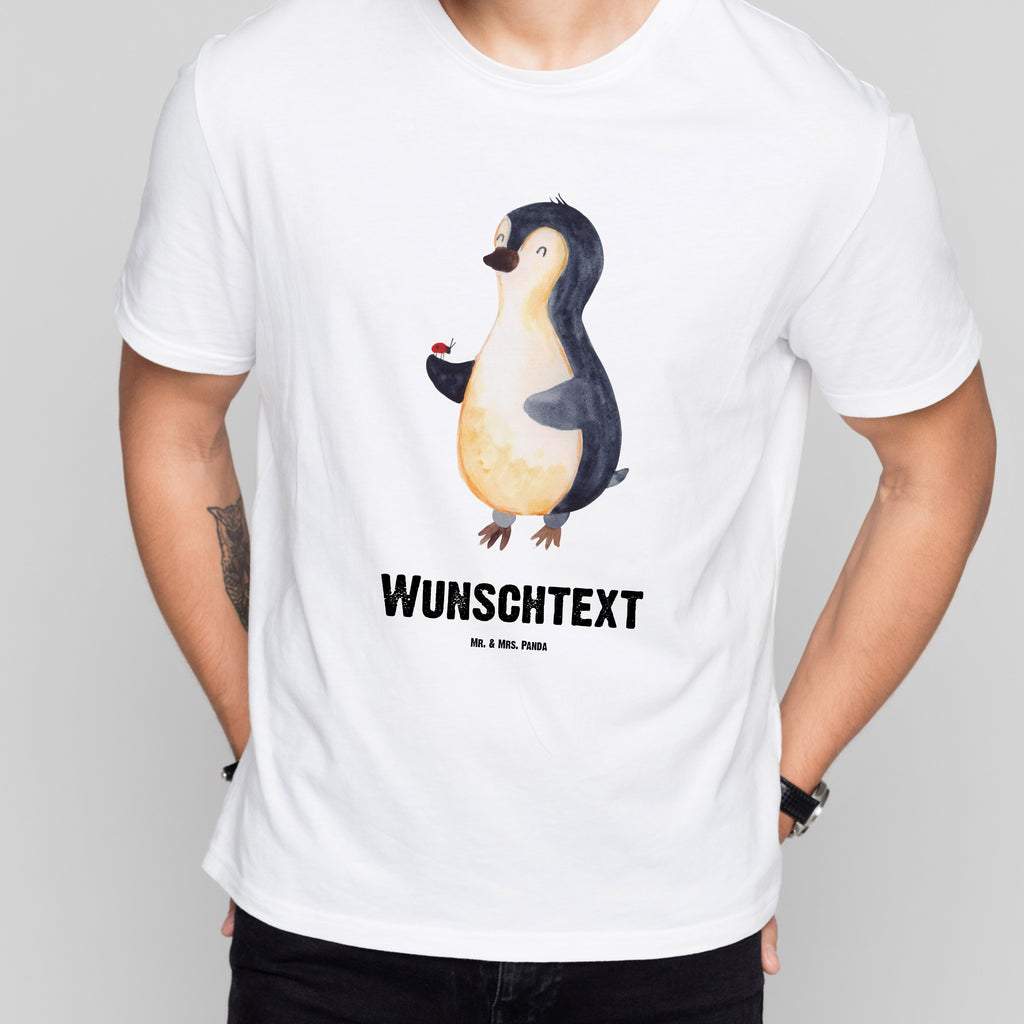 Personalisiertes T-Shirt Pinguin Marienkäfer T-Shirt Personalisiert, T-Shirt mit Namen, T-Shirt mit Aufruck, Männer, Frauen, Wunschtext, Bedrucken, Pinguin, Pinguine, Marienkäfer, Liebe, Wunder, Glück, Freude, Lebensfreude