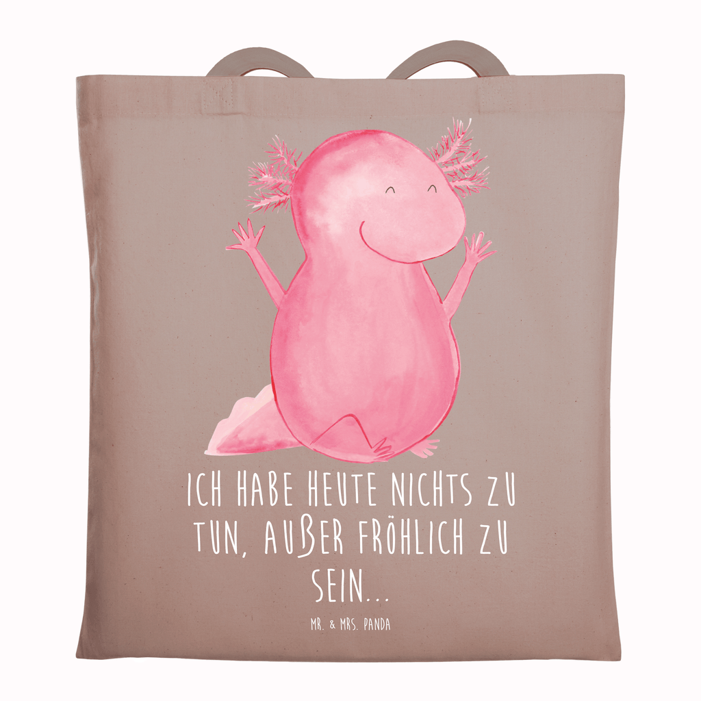 Tragetasche Axolotl Hurra Beuteltasche, Beutel, Einkaufstasche, Jutebeutel, Stoffbeutel, Axolotl, Molch, Axolot, Schwanzlurch, Lurch, Lurche, fröhlich, Spaß, Freude, Motivation, Zufriedenheit