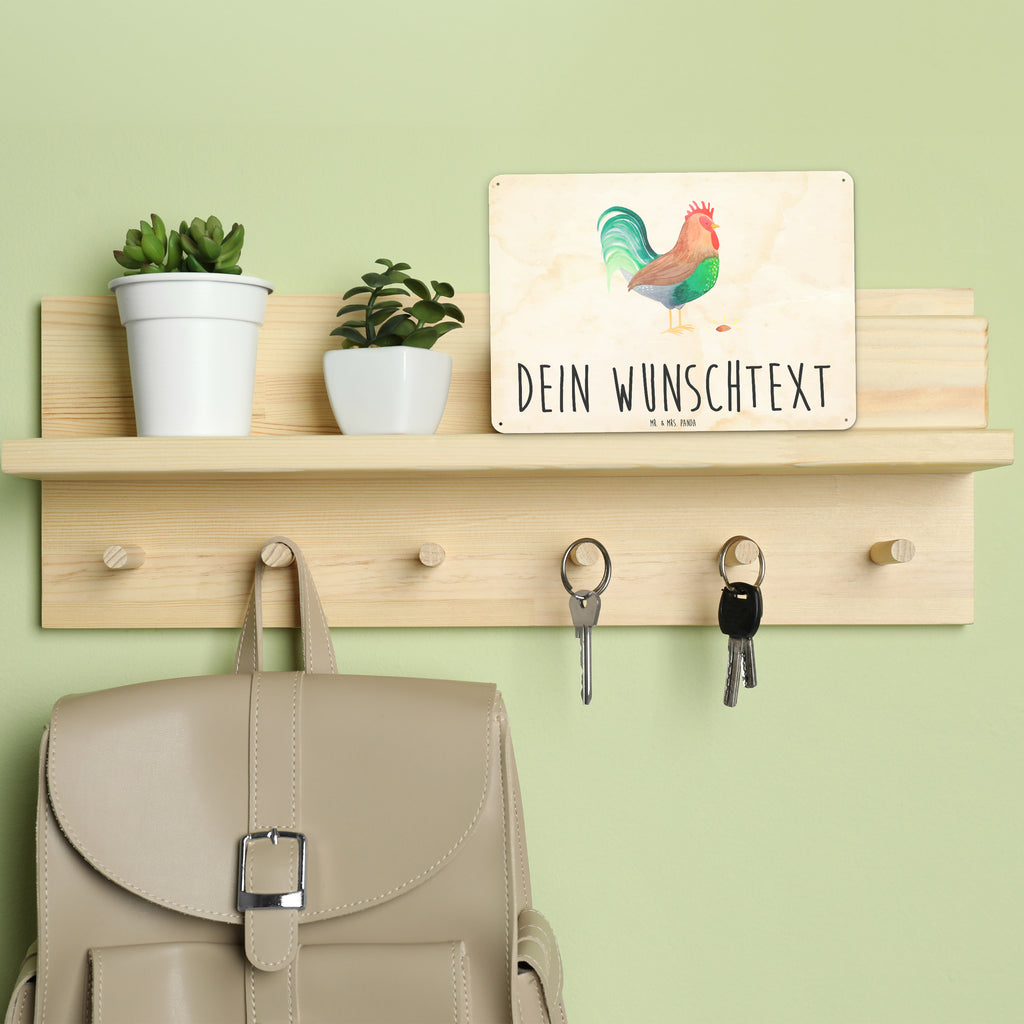 Personalisiertes Blechschild Hahn mit Korn Blechschild, Metallschild, Geschenk Schild, Schild, Magnet-Metall-Schild, Deko Schild, Wandschild, Wand-Dekoration, Türschild, Bauernhof, Hoftiere, Landwirt, Landwirtin, Hahn, Korn, Henne, Eier, Natur