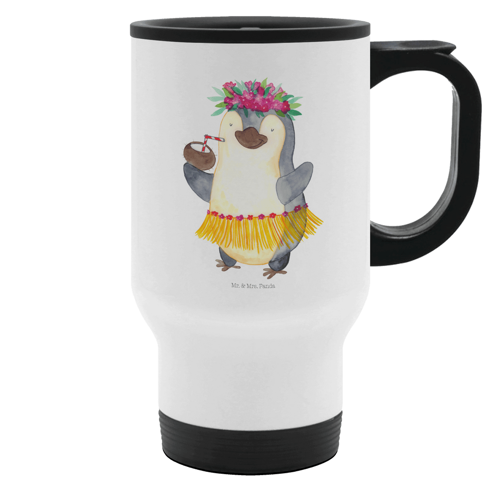 Thermobecher Pinguin Kokosnuss Thermobecher, To Go Becher, Thermotasse, Kaffeebecher, Isolierbecher, Thermobecher To Go, Warmhaltetasse, Edelstahlbecher, Reisebecher, Tasse mit Deckel, Thermobecher für 400 ml, Kaffeetasse zum Mitnehmen, Tasse zum Mitnehmen, Spülmaschinenfest, Pinguin, Aloha, Hawaii, Urlaub, Kokosnuss, Pinguine