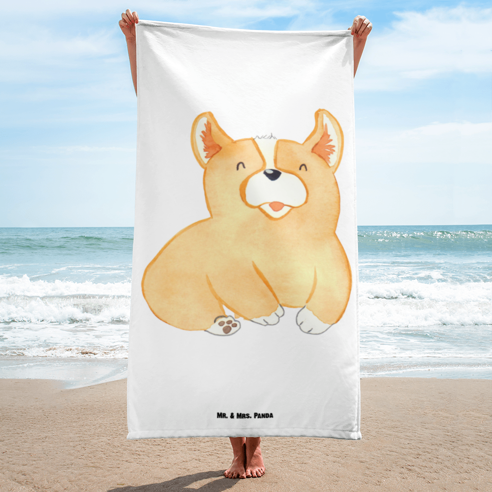 XL Badehandtuch Corgie Handtuch, Badetuch, Duschtuch, Strandtuch, Saunatuch, Hund, Hundemotiv, Haustier, Hunderasse, Tierliebhaber, Hundebesitzer, Sprüche, Corgie, Welsh Corgie Pembroke, britisch, Motivation, Spruch, Hundespruch, Lebensfreude