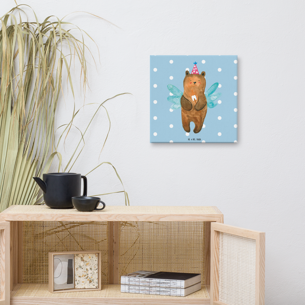 Leinwand Bild Bär Zahnfee Leinwand, Bild, Kunstdruck, Wanddeko, Dekoration, Bär, Teddy, Teddybär, Zahnfee, Fee, Milchzahn, Erster Zahn