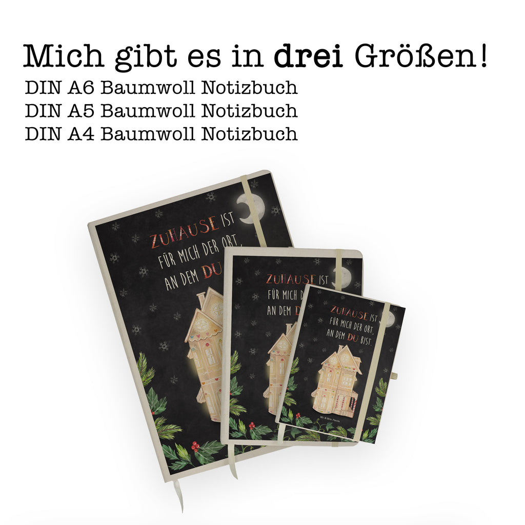 Baumwoll Notizbuch Lebkuchenhaus Notizen, Eintragebuch, Tagebuch, Notizblock, Adressbuch, Journal, Kladde, Skizzenbuch, Notizheft, Schreibbuch, Schreibheft, Winter, Weihnachten, Weihnachtsdeko, Nikolaus, Advent, Heiligabend, Wintermotiv