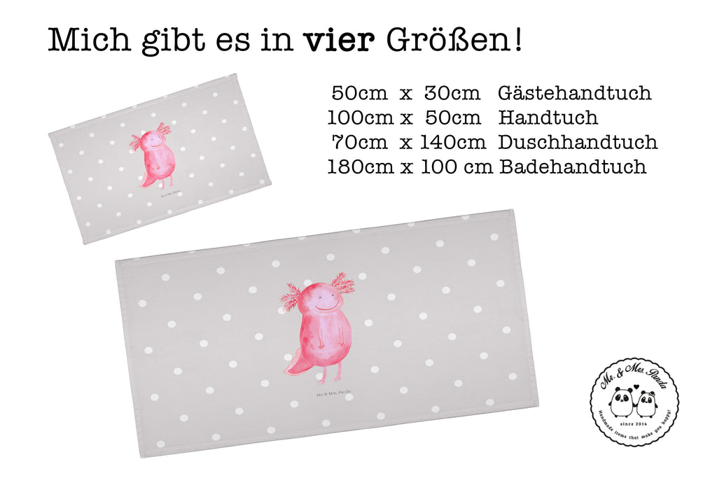 Handtuch Axolotl Glücklich Gästetuch, Reisehandtuch, Sport Handtuch, Frottier, Kinder Handtuch, Axolotl, Molch, Axolot, Schwanzlurch, Lurch, Lurche, Motivation, gute Laune