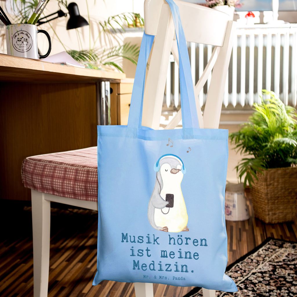 Tragetasche Pinguin Musik hören Medizin Beuteltasche, Beutel, Einkaufstasche, Jutebeutel, Stoffbeutel, Tasche, Shopper, Umhängetasche, Strandtasche, Schultertasche, Stofftasche, Tragetasche, Badetasche, Jutetasche, Einkaufstüte, Laptoptasche, Geschenk, Sport, Sportart, Hobby, Schenken, Danke, Dankeschön, Auszeichnung, Gewinn, Sportler, Musik hören, Lieblingssong