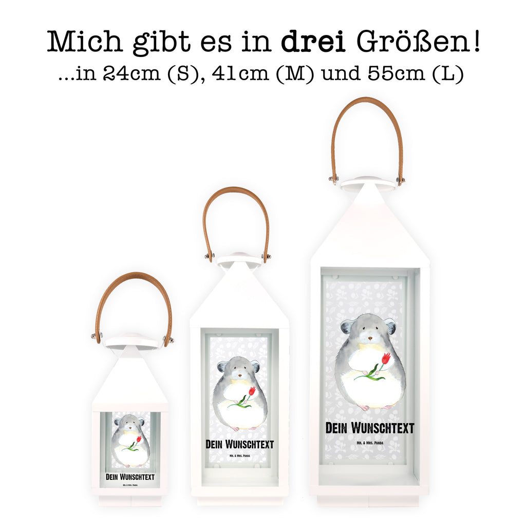 Personalisierte Deko Laterne Chinchilla mit Blume Gartenlampe, Gartenleuchte, Gartendekoration, Gartenlicht, Laterne kleine Laternen, XXL Laternen, Laterne groß, Tiermotive, Gute Laune, lustige Sprüche, Tiere, Chinchilla, Chinchillas, Liebeskummer, Kummer, Depressionen, traurig sein, Chaos, Glücklichsein, Büro, Büroalltag