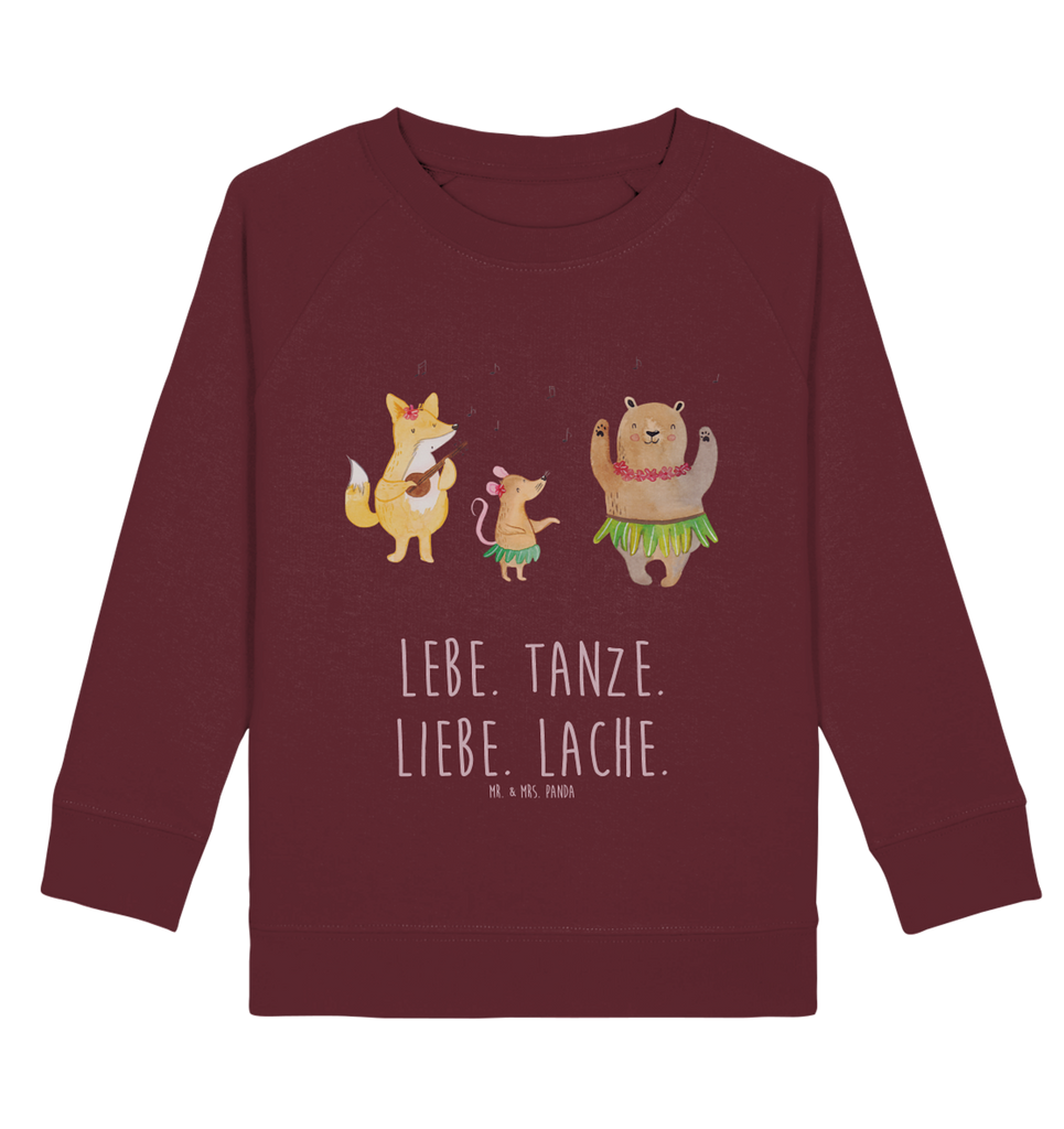 Organic Kinder Pullover Waldtiere Aloha Kinder Pullover, Kinder Sweatshirt, Jungen, Mädchen, Tiermotive, Gute Laune, lustige Sprüche, Tiere, Wald, Waldtiere, Musik, Aloha, Bär, Hase, Igel, Tanzen, Leben, Lachen