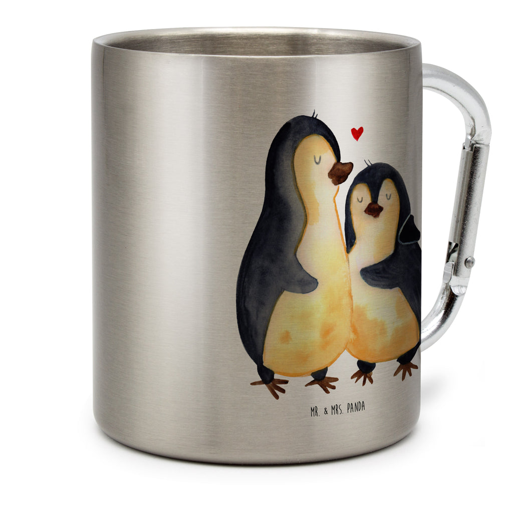 Edelstahlbecher Pinguin umarmend Edelstahltasse, Karabiner, Edelstahlbecher, Outdoor, Camping, Tasse, Becher, Pinguin, Liebe, Liebespaar, Liebesbeweis, Liebesgeschenk, Verlobung, Jahrestag, Hochzeitstag, Hochzeit, Hochzeitsgeschenk