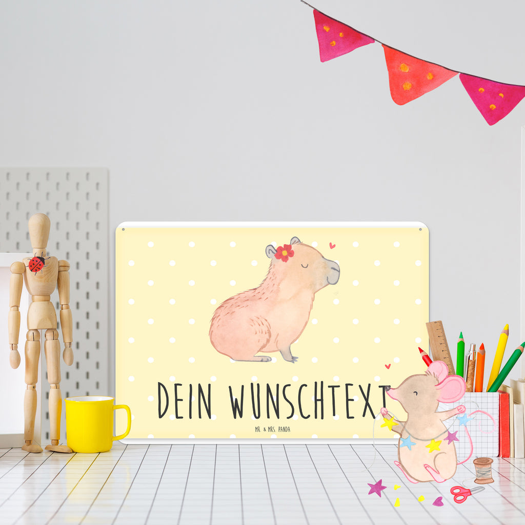 Personalisiertes Blechschild Capybara Blume Blechschild, Metallschild, Geschenk Schild, Schild, Magnet-Metall-Schild, Deko Schild, Wandschild, Wand-Dekoration, Türschild, Tiermotive, Gute Laune, lustige Sprüche, Tiere, Capybara