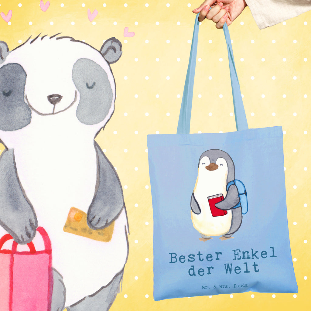 Tragetasche Pinguin Bester Enkel der Welt Beuteltasche, Beutel, Einkaufstasche, Jutebeutel, Stoffbeutel, Tasche, Shopper, Umhängetasche, Strandtasche, Schultertasche, Stofftasche, Tragetasche, Badetasche, Jutetasche, Einkaufstüte, Laptoptasche, für, Dankeschön, Geschenk, Schenken, Geburtstag, Geburtstagsgeschenk, Geschenkidee, Danke, Bedanken, Mitbringsel, Freude machen, Geschenktipp, Enkel, Enkelkind, Enkelsohn, Oma, Opa, Kind von Tochter, Kind von Sohn, Taufe, Großsohn