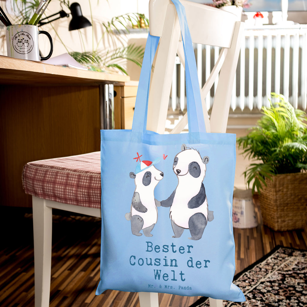 Tragetasche Panda Bester Cousin der Welt Beuteltasche, Beutel, Einkaufstasche, Jutebeutel, Stoffbeutel, Tasche, Shopper, Umhängetasche, Strandtasche, Schultertasche, Stofftasche, Tragetasche, Badetasche, Jutetasche, Einkaufstüte, Laptoptasche, für, Dankeschön, Geschenk, Schenken, Geburtstag, Geburtstagsgeschenk, Geschenkidee, Danke, Bedanken, Mitbringsel, Freude machen, Geschenktipp, Cousin, Kousin, Vetter, Sohn von Onkel, Sohn von Tante, Familie, Verwandtschaft, Cousine