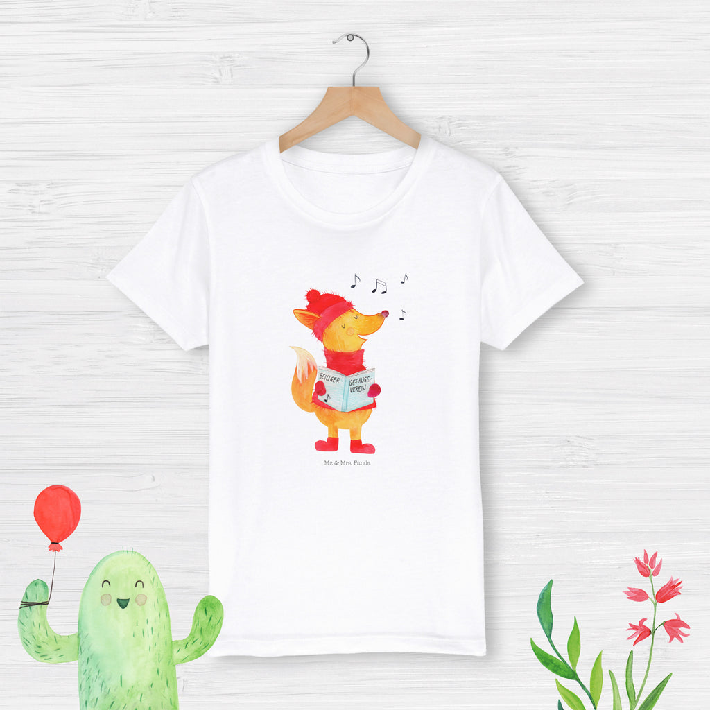 Organic Kinder T-Shirt Fuchs Sänger Kinder T-Shirt, Kinder T-Shirt Mädchen, Kinder T-Shirt Jungen, Winter, Weihnachten, Weihnachtsdeko, Nikolaus, Advent, Heiligabend, Wintermotiv, Fuchs, Füchse, Sänger, Geschenk Sänger, Singen, Weihnachtslieder