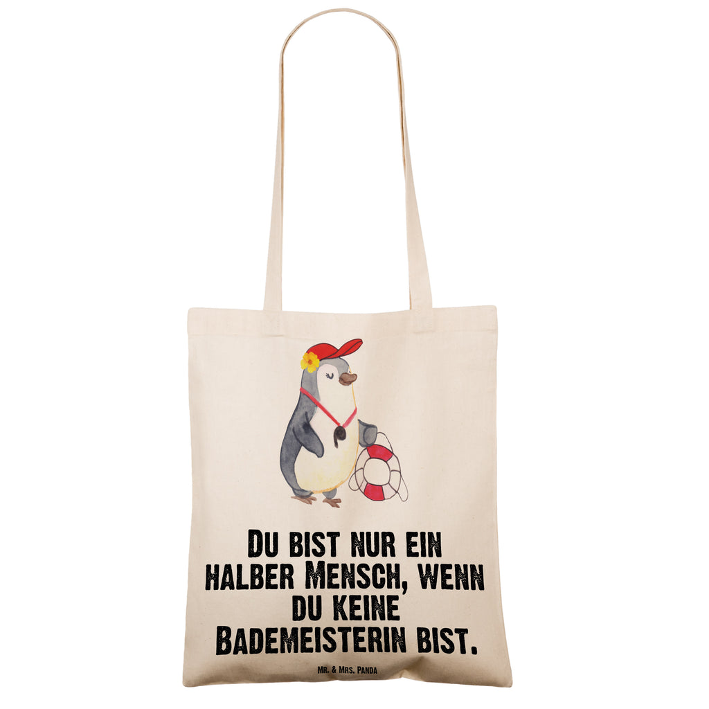 Tragetasche Bademeisterin mit Herz Beuteltasche, Beutel, Einkaufstasche, Jutebeutel, Stoffbeutel, Tasche, Shopper, Umhängetasche, Strandtasche, Schultertasche, Stofftasche, Tragetasche, Badetasche, Jutetasche, Einkaufstüte, Laptoptasche, Beruf, Ausbildung, Jubiläum, Abschied, Rente, Kollege, Kollegin, Geschenk, Schenken, Arbeitskollege, Mitarbeiter, Firma, Danke, Dankeschön, Bademeisterin, Rettungsschwimmerin, Schwimmmeisterin, Schwimmbad, Freibad, Badeanstalt, Schwimmverein, Schwimmschule