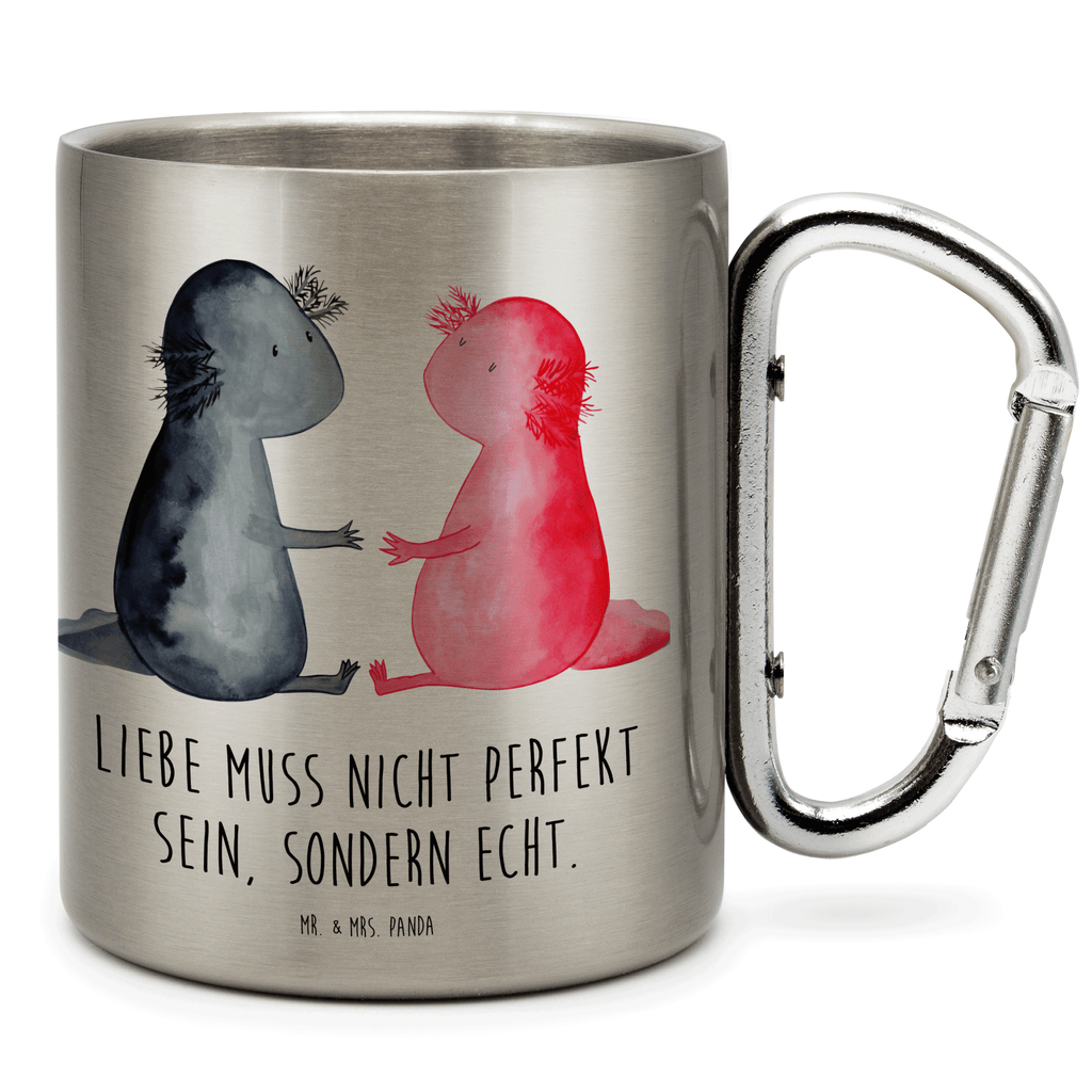 Edelstahlbecher Axolotl Liebe Edelstahltasse, Karabiner, Edelstahlbecher, Outdoor, Camping, Tasse, Becher, Axolotl, Molch, Axolot, Schwanzlurch, Lurch, Lurche, Liebe, große Liebe, Liebesbeweis, Freund, Verlobter, Ehemann, Jahrestag, Valentinstag