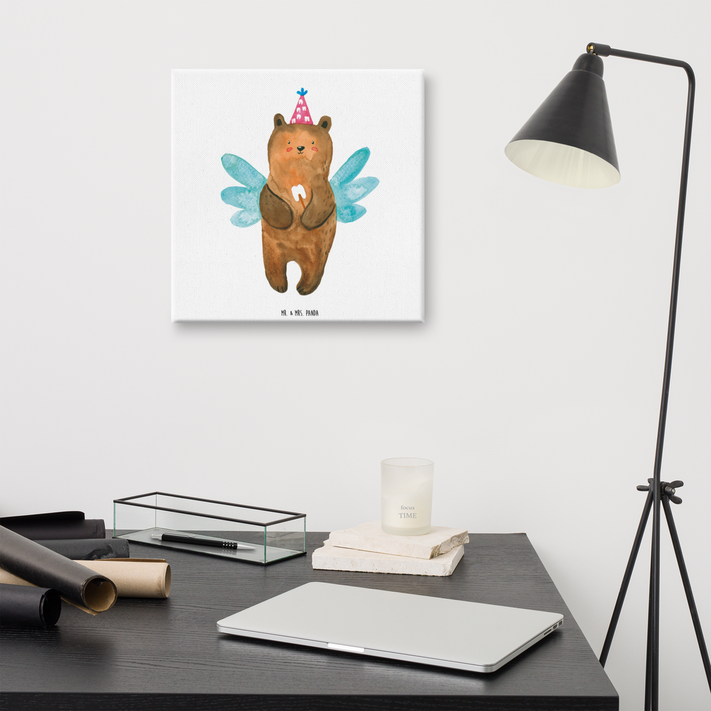 Leinwand Bild Bär Zahnfee Leinwand, Bild, Kunstdruck, Wanddeko, Dekoration, Bär, Teddy, Teddybär, Zahnfee, Fee, Milchzahn, Erster Zahn