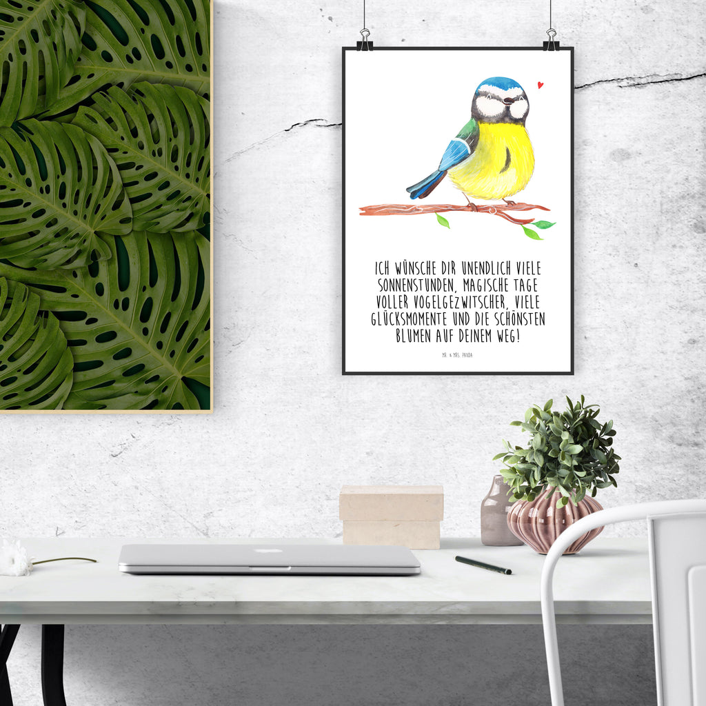 Poster Vogel Blaumeise Poster, Wandposter, Bild, Wanddeko, Küchenposter, Kinderposter, Wanddeko Bild, Raumdekoration, Wanddekoration, Handgemaltes Poster, Mr. & Mrs. Panda Poster, Designposter, Kunstdruck, Posterdruck, Ostern, Osterhase, Ostergeschenke, Osternest, Osterdeko, Geschenke zu Ostern, Ostern Geschenk, Ostergeschenke Kinder, Ostern Kinder, Ostergrüße, Blaumeise, Vogel, liebe Grüße, Frühling, Frühlingsgefühle, Osterzeit