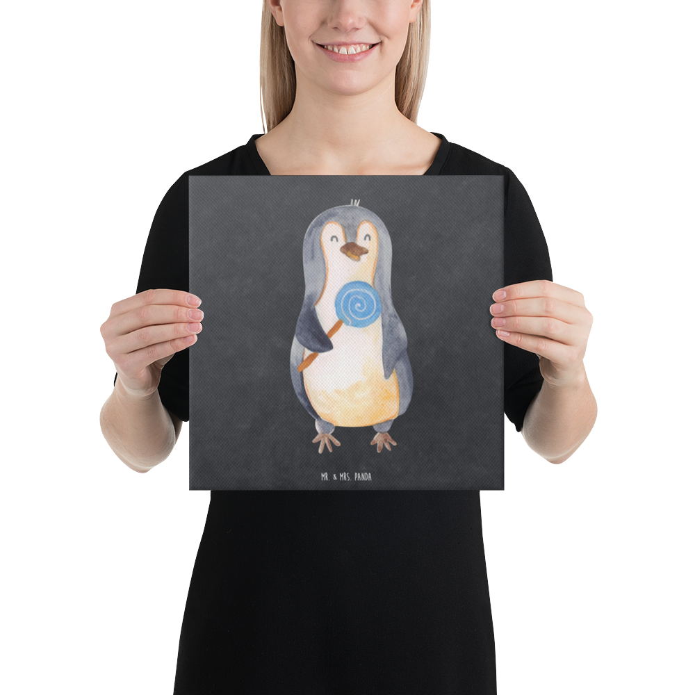 Leinwand Bild Pinguin Lolli Leinwand, Bild, Kunstdruck, Wanddeko, Dekoration, Pinguin, Pinguine, Lolli, Süßigkeiten, Blödsinn, Spruch, Rebell, Gauner, Ganove, Rabauke