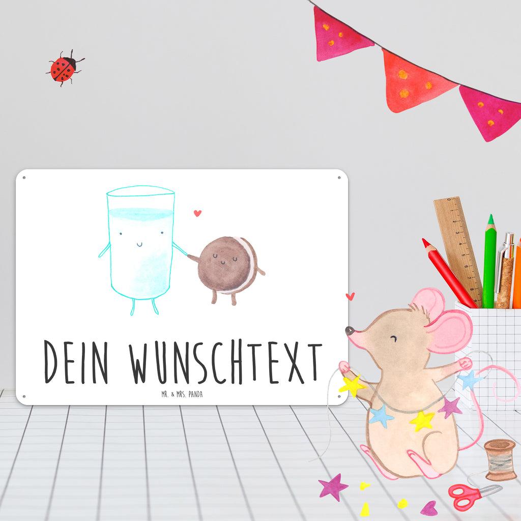 Personalisiertes Blechschild Milch Keks Blechschild, Metallschild, Geschenk Schild, Schild, Magnet-Metall-Schild, Deko Schild, Wandschild, Wand-Dekoration, Türschild, Tiermotive, Gute Laune, lustige Sprüche, Tiere, Milk, Cookie, Milch, Keks, Kekse, Kaffee, Einladung Frühstück, Motiv süß, romantisch, perfektes Paar